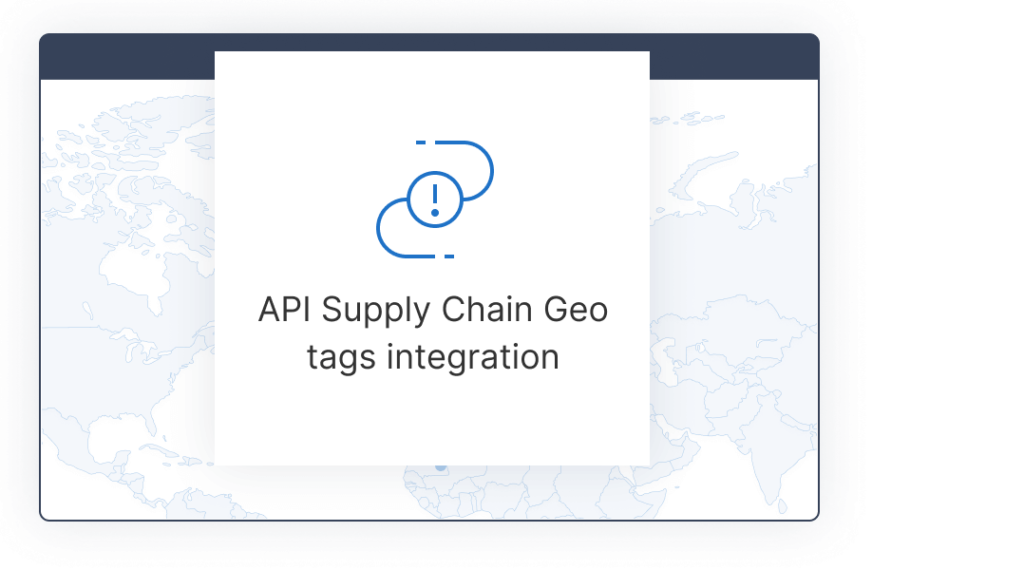 Map of the world with the mention of Kezzler's API Supply Chain Geo tags integration.