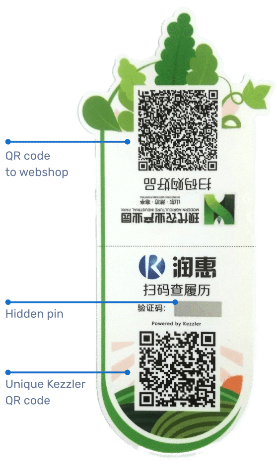 QR codes, food authentication for Runhui, China, Weixan radish, kezzler.