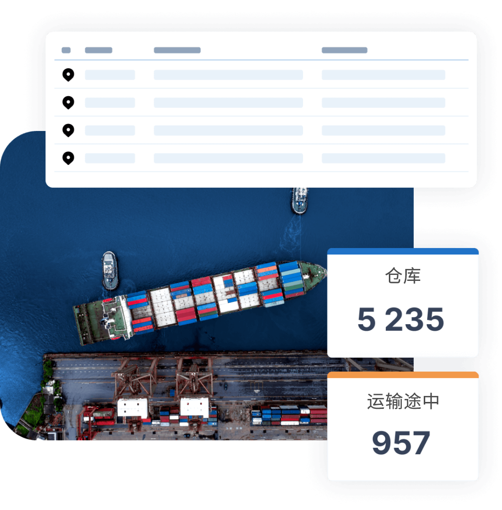 Container ship with information about products that are being shipped.